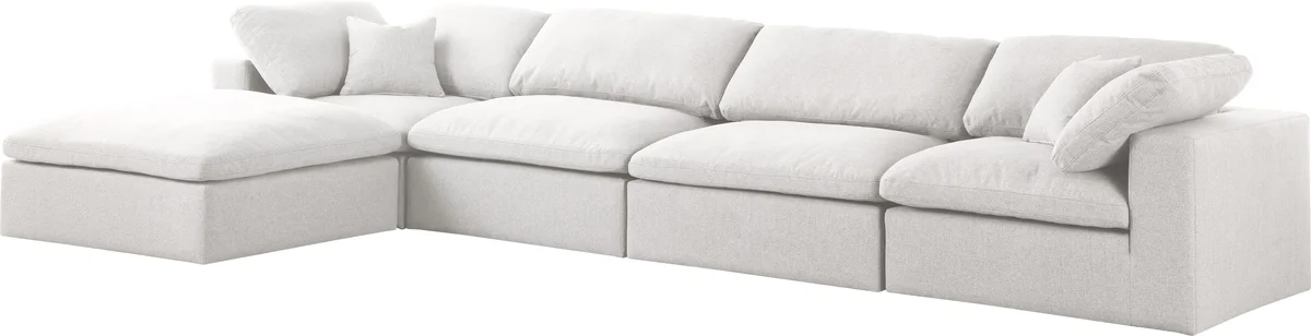 Serene - 5 Piece Modular Sectional With Chaise - Cream - View 2