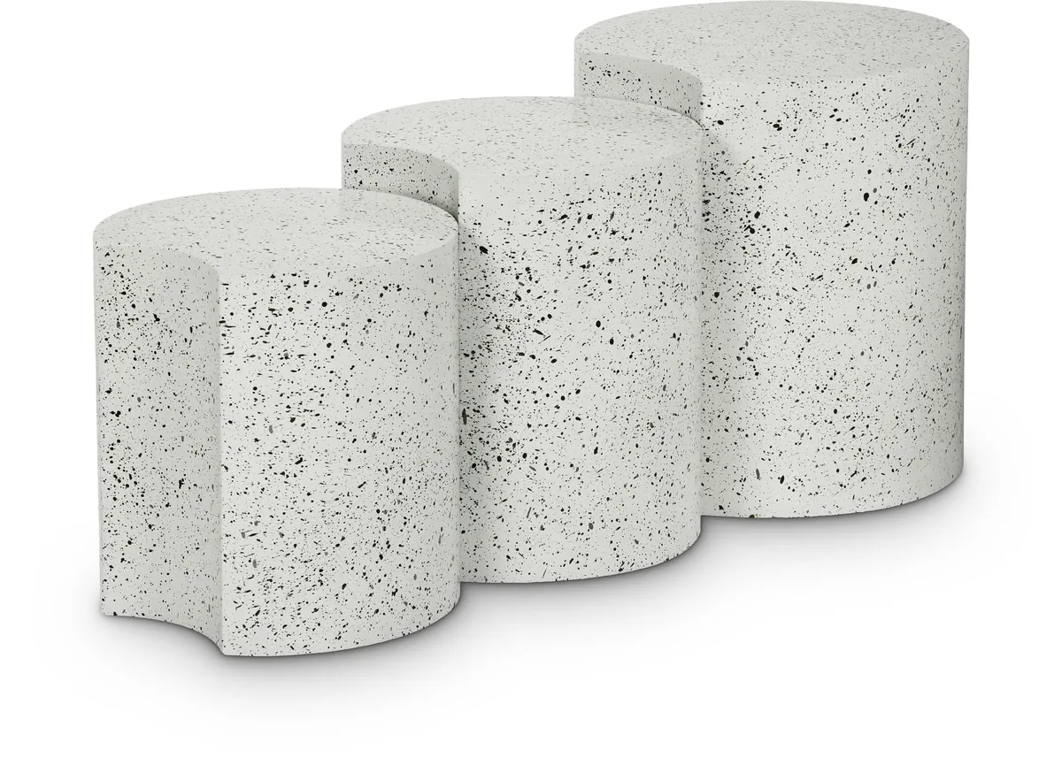 Dimple - 3 Piece Modular End Table - White Terazzo