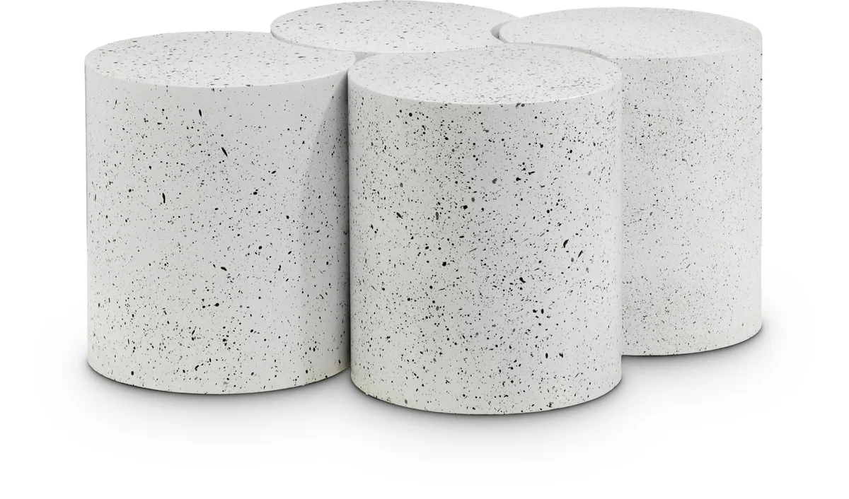 Dimple - 20" 4 Piece Modular Coffee Table - White Terazzo