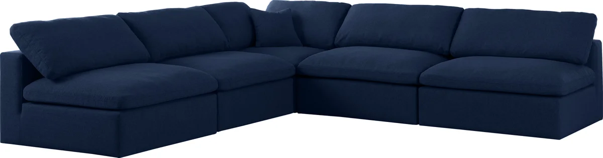 Serene - 5 Piece Modular Corner Armless Sectional - Navy