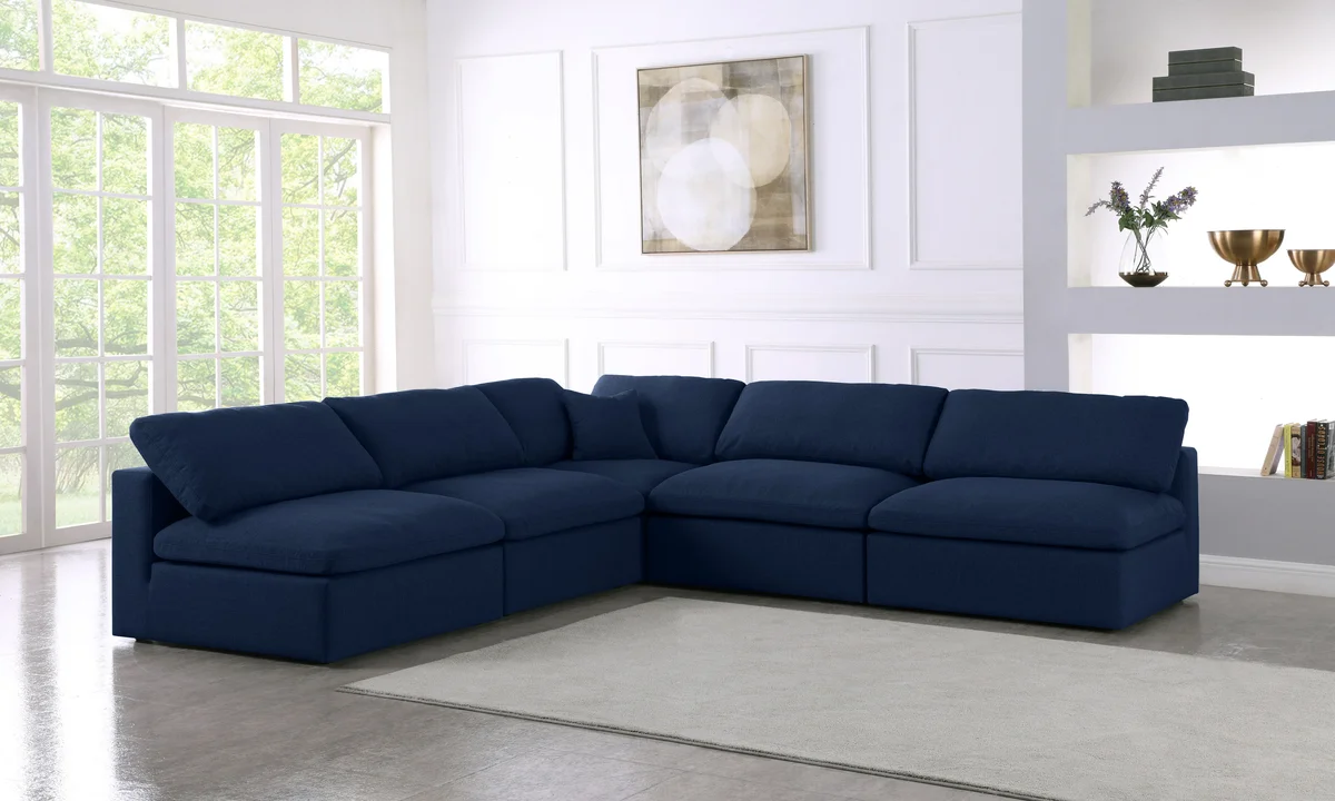 Serene - 5 Piece Modular Corner Armless Sectional - Navy - View 2