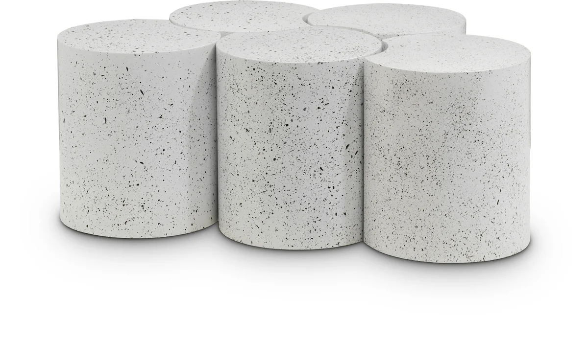 Dimple - 18" 5 Piece Modular Coffee Table - White Terazzo