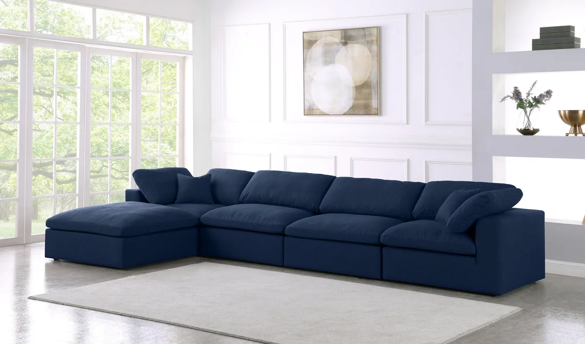 Serene - 5 Piece Modular Sectional With Chaise - Navy