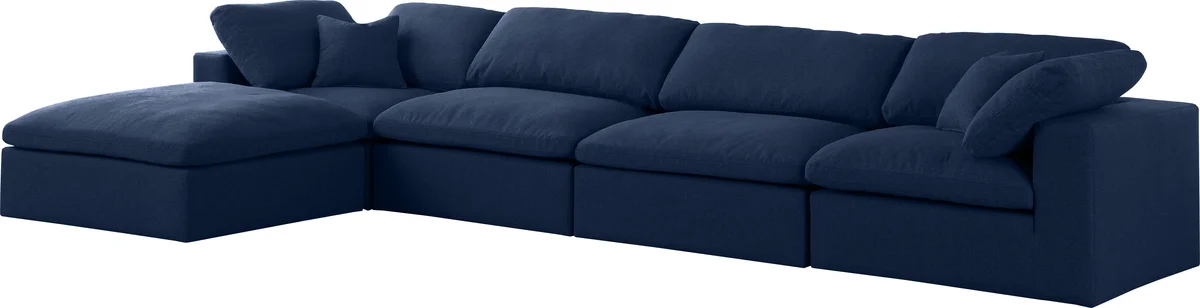 Serene - 5 Piece Modular Sectional With Chaise - Navy - View 2
