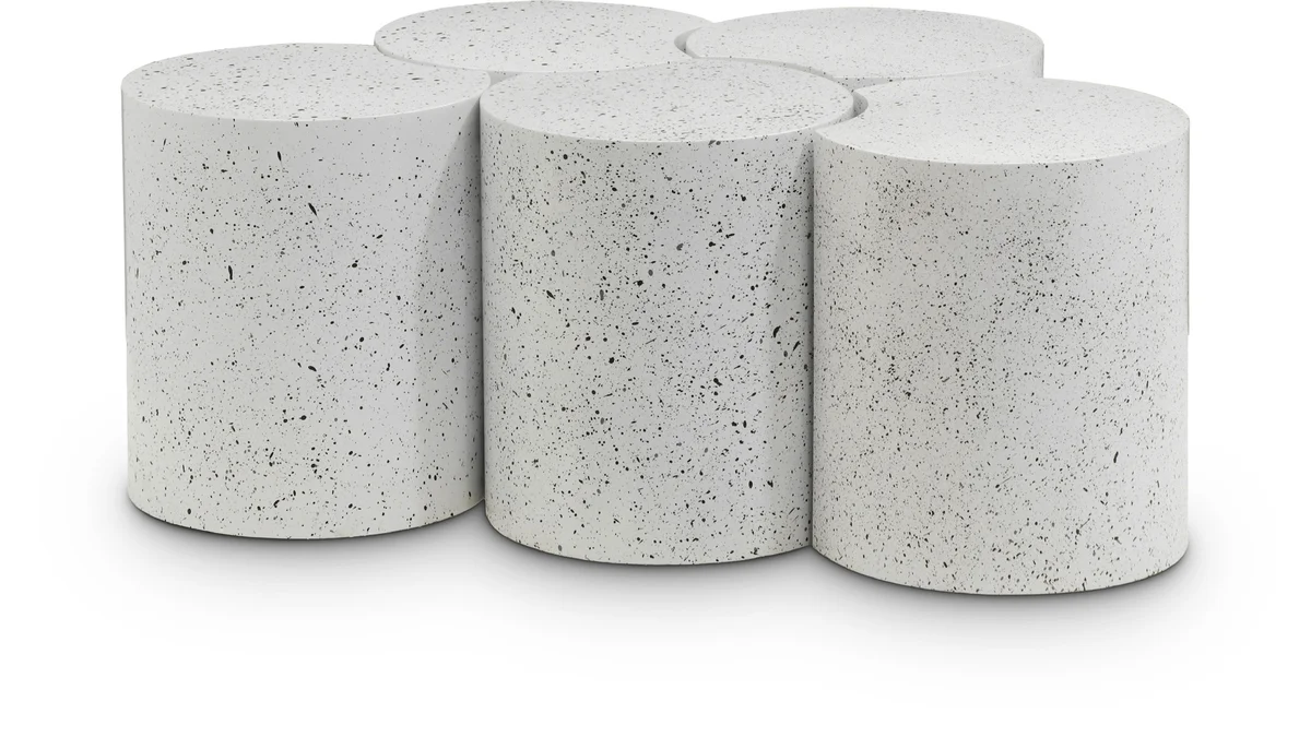 Dimple - 20" 5 Piece Modular Coffee Table - White Terazzo