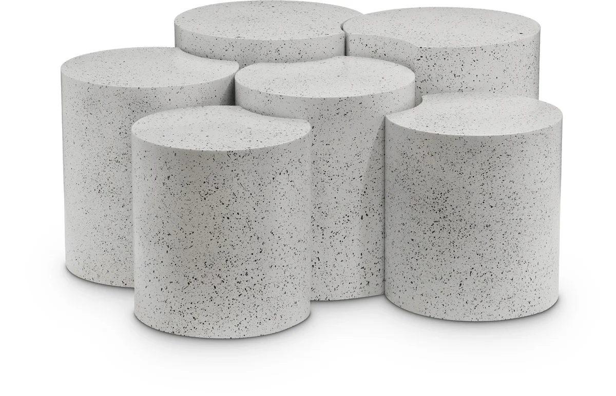 Dimple - 6 Piece Modular Coffee Table - White Terazzo