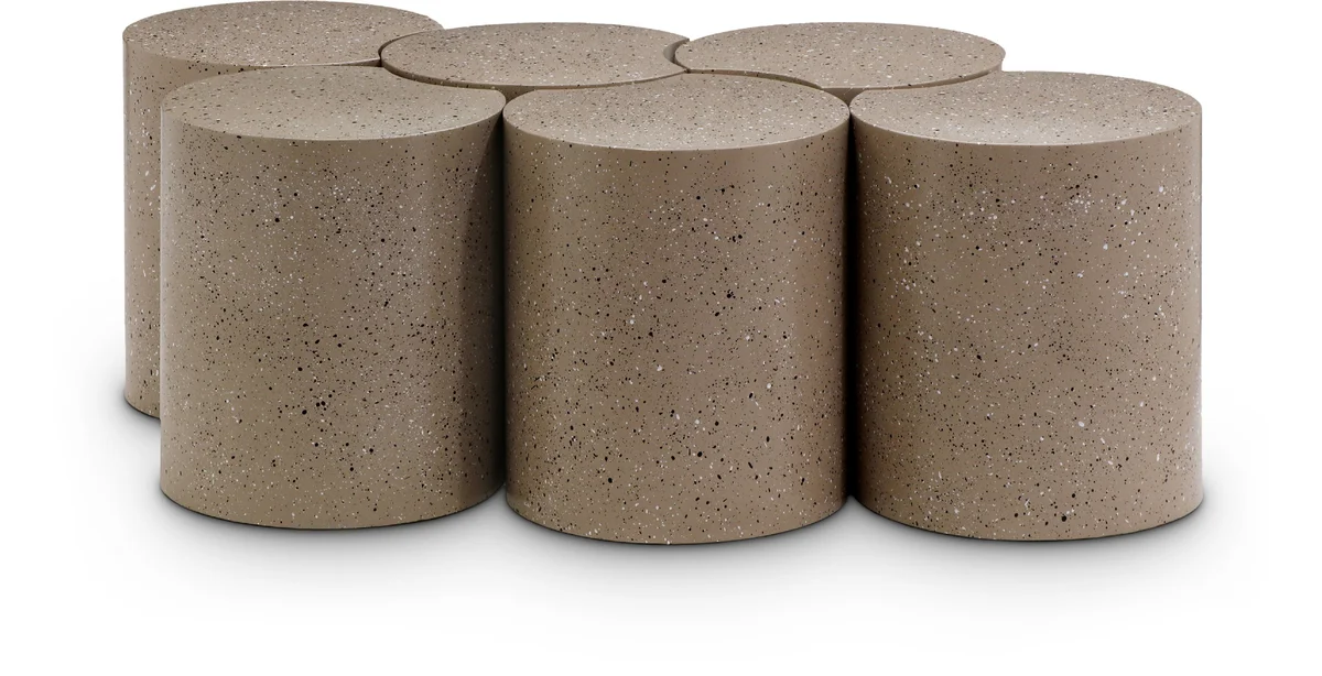 Dimple - 16" 6 Piece Modular Coffee Table - Taupe Terazzo