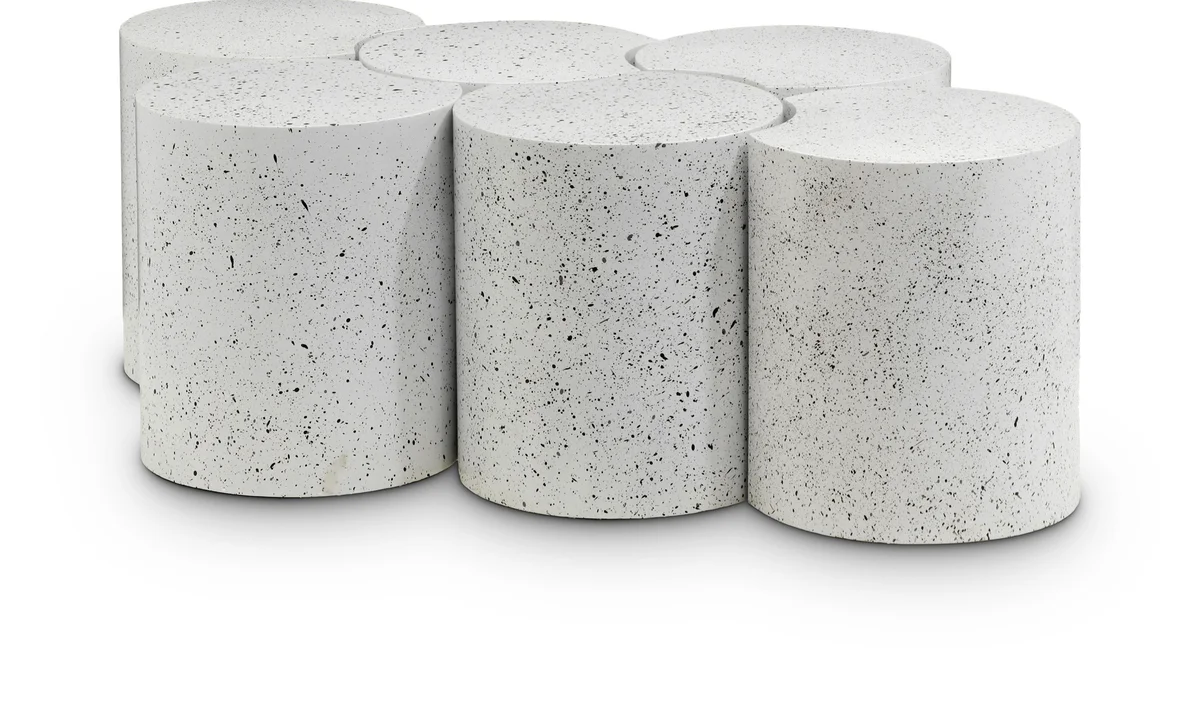 Dimple - 20" 6 Piece Modular Coffee Table - White Terazzo