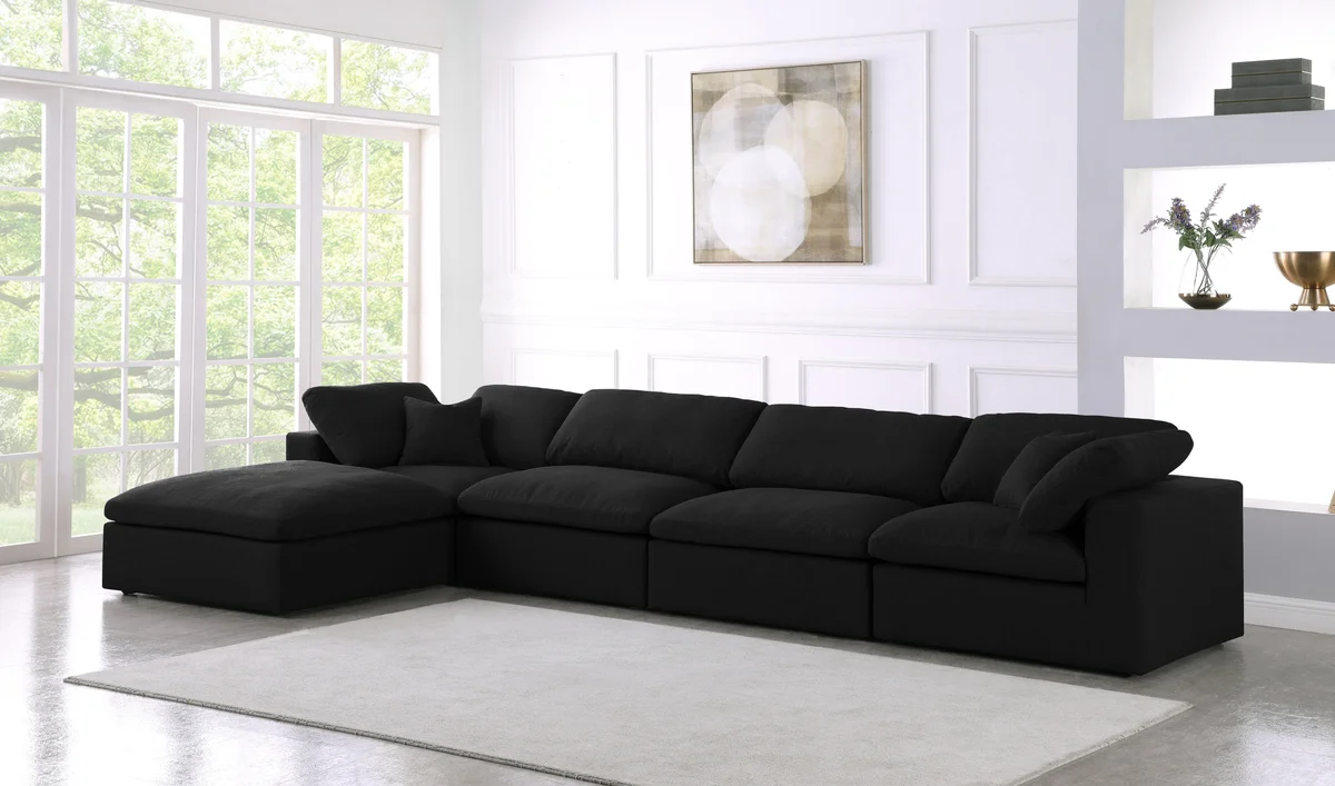 Serene - 5 Piece Modular Sectional With Chaise - Black