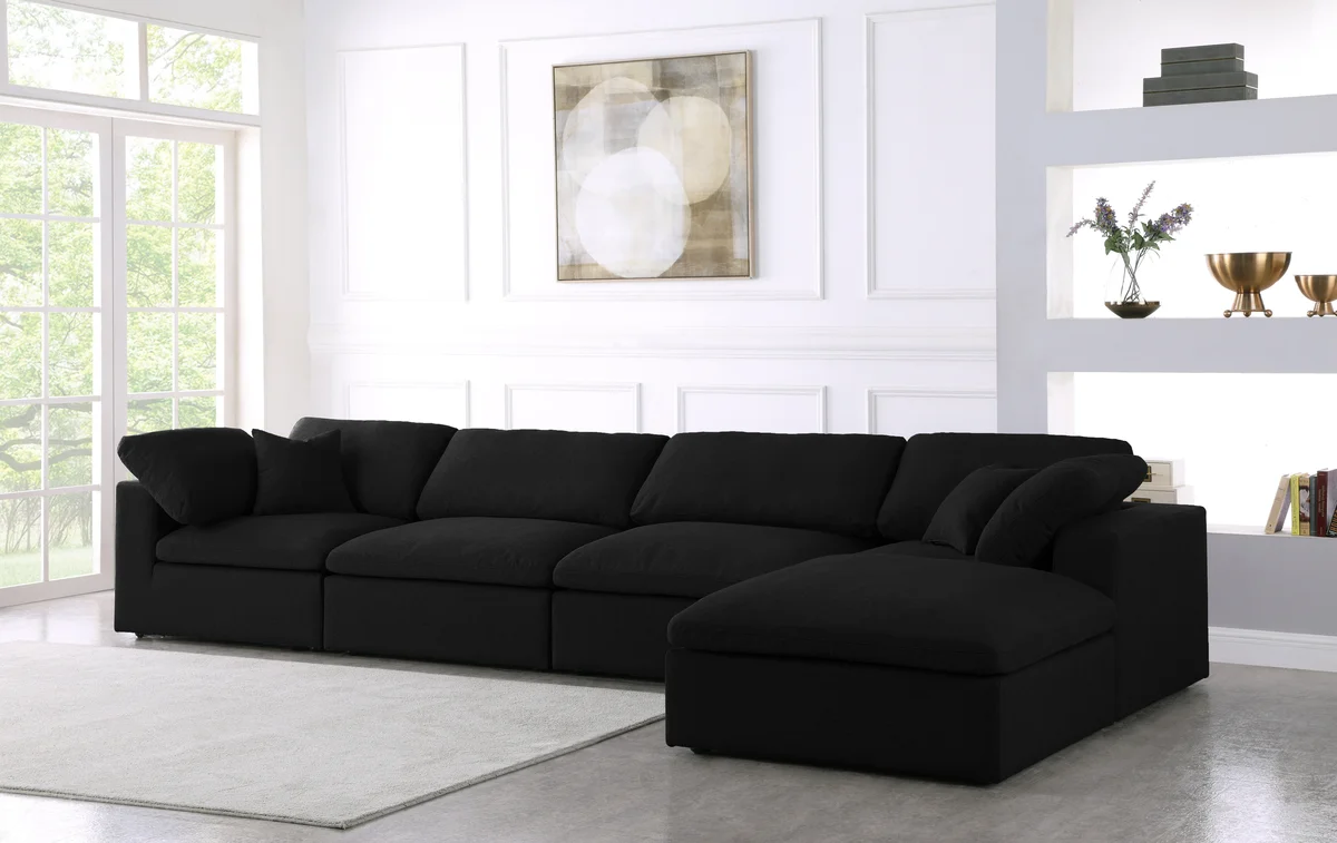 Serene - 5 Piece Modular Sectional With Chaise - Black