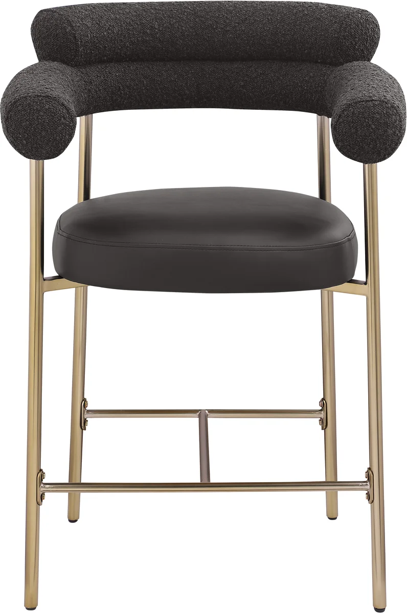 Blake - Faux Leather Counter Stool With Bronze Legs (Set of 2) - Black - View 2