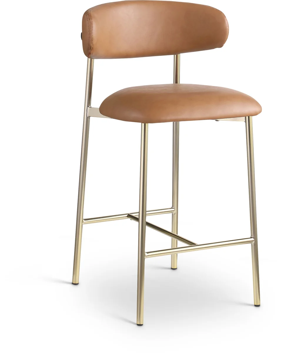 Lupita - Faux Leather Counter Stool (Set of 2) - Cognac
