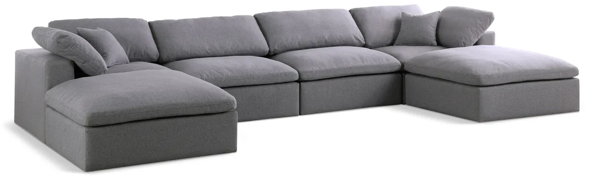 Serene - 6 Piece Modular Double Chaise Sectional - Gray