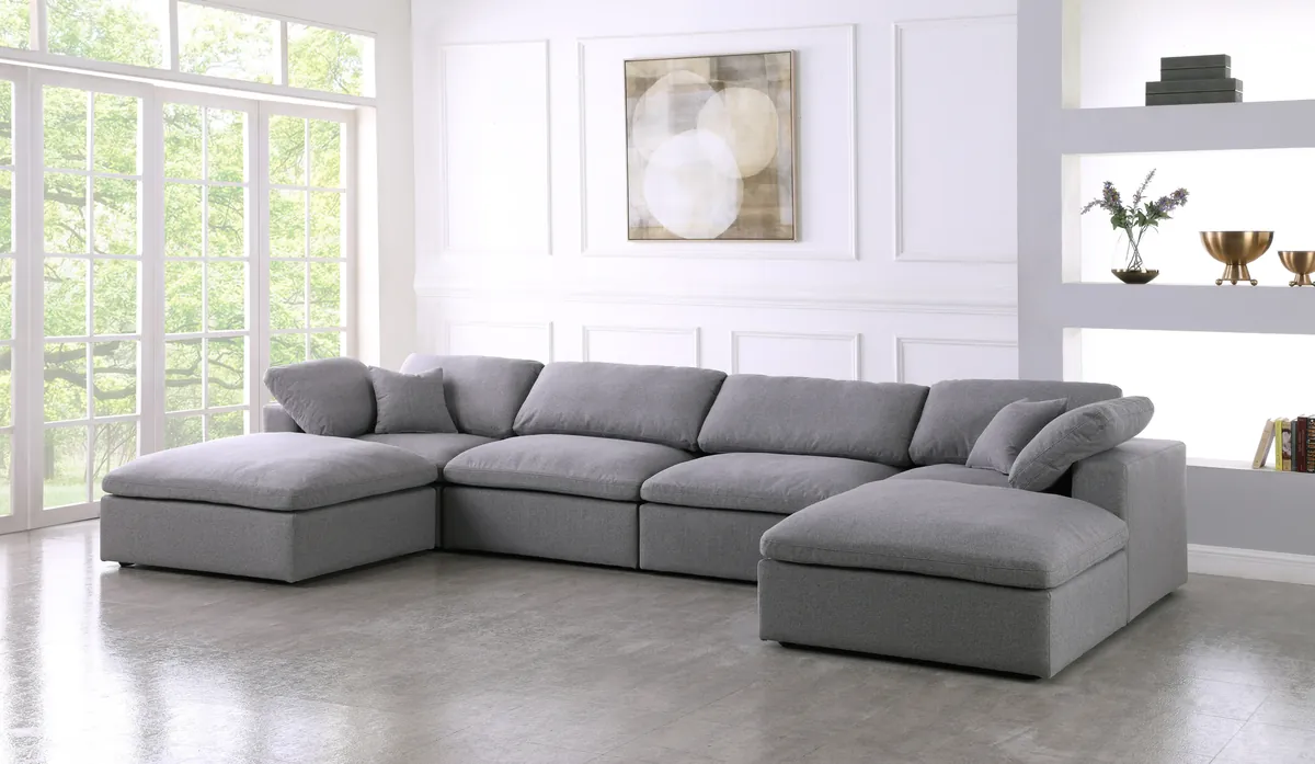 Serene - 6 Piece Modular Double Chaise Sectional - Gray - View 2