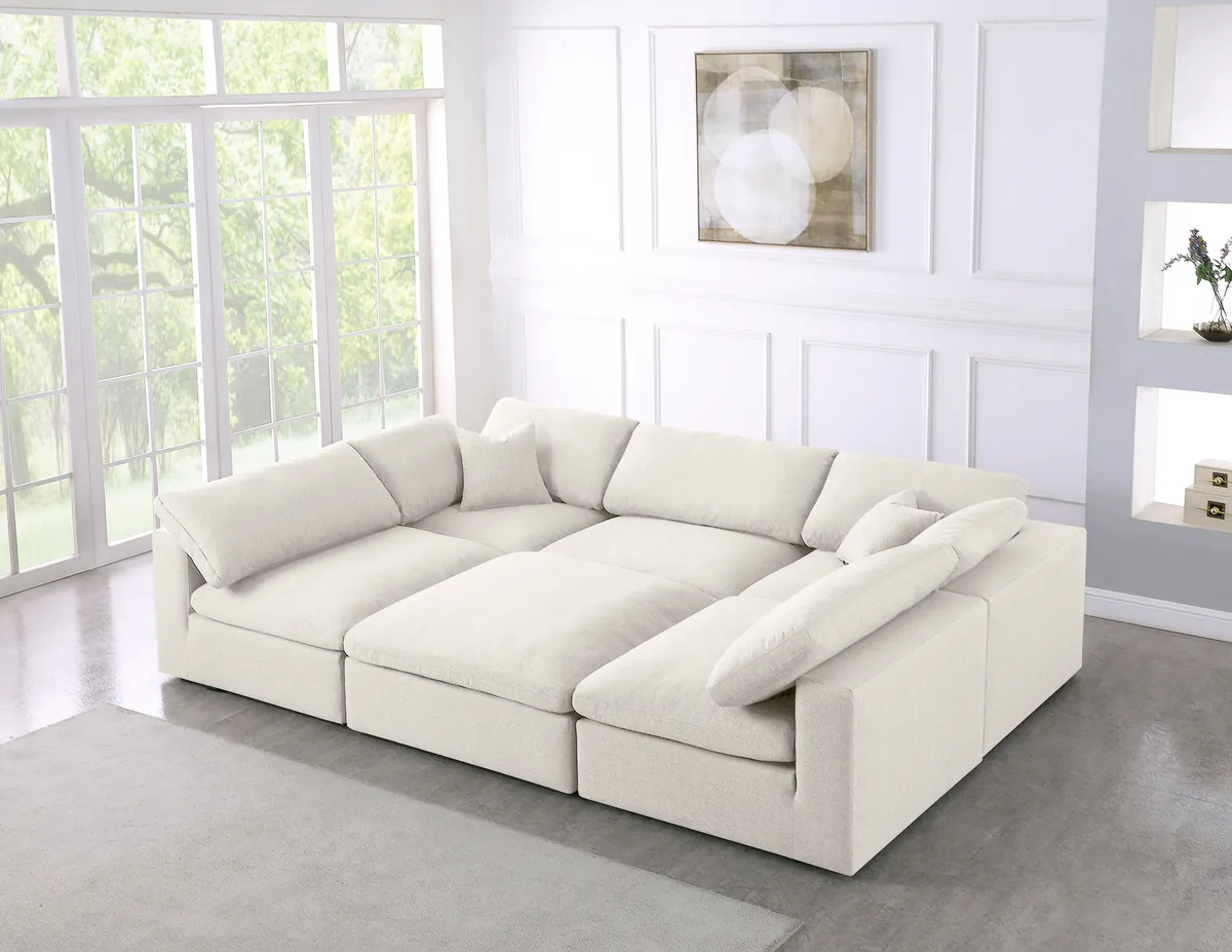 Serene - 6 Piece Modular Sectional - Cream - View 2