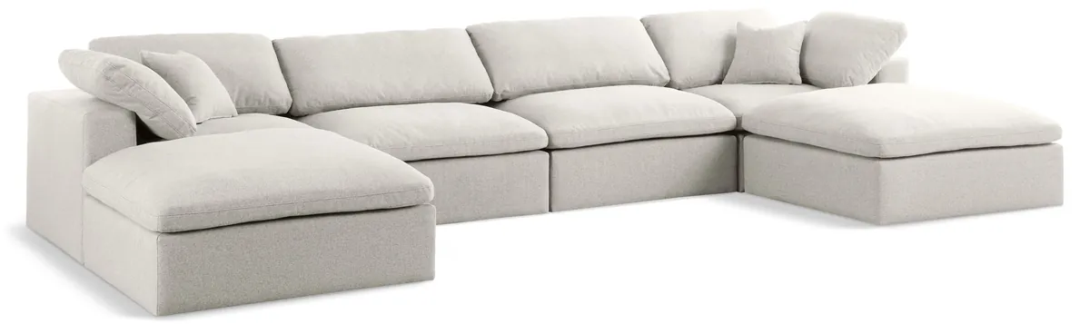 Serene - 6 Piece Modular Double Chaise Sectional - Cream