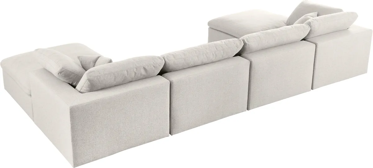 Serene - 6 Piece Modular Double Chaise Sectional - Cream