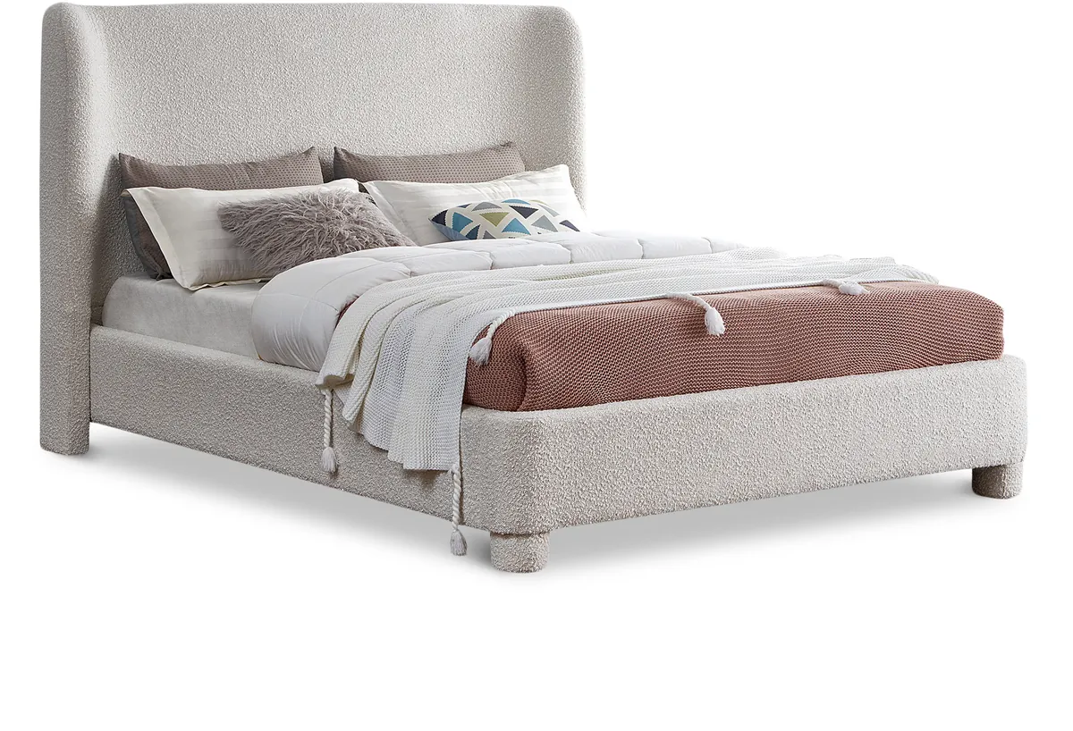 Penny - Boucle Fabric Full Bed - Cream