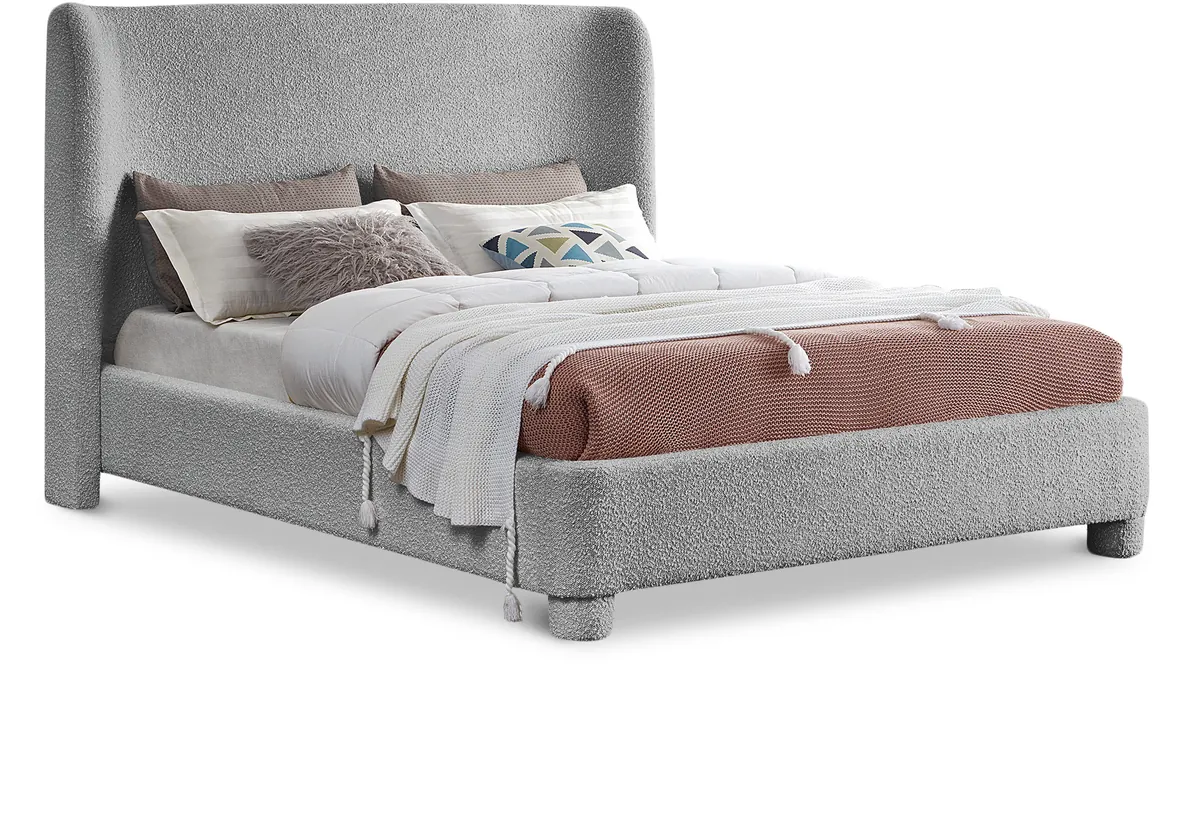 Penny - Boucle Fabric King Bed - Gray