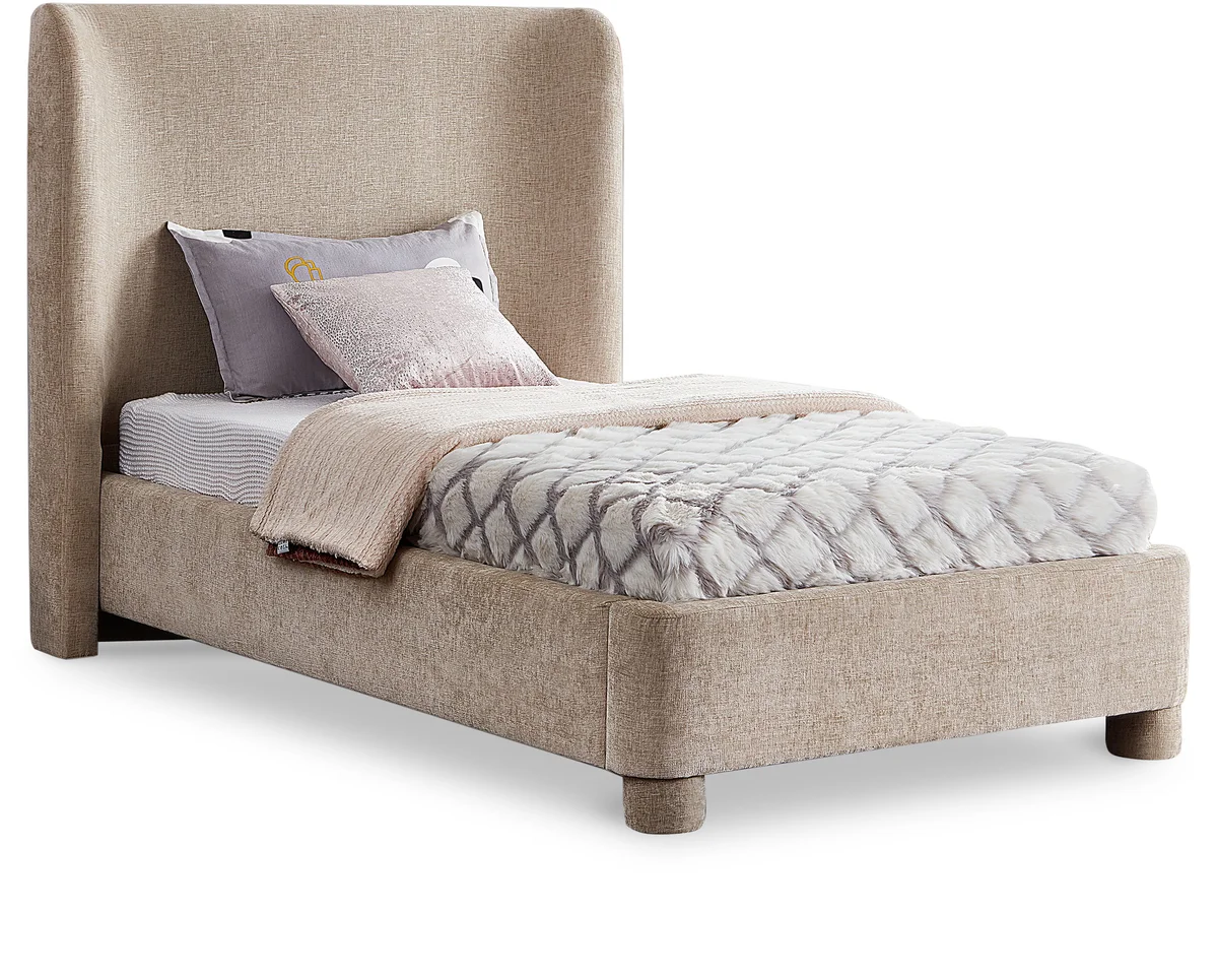 Penny - Chenille Fabric Twin Bed - Beige