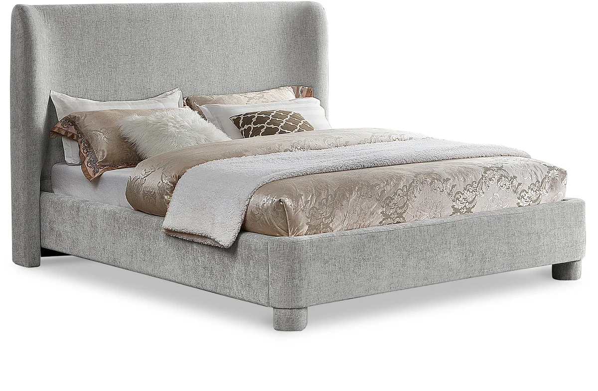Penny - Chenille Fabric King Bed - Light Gray