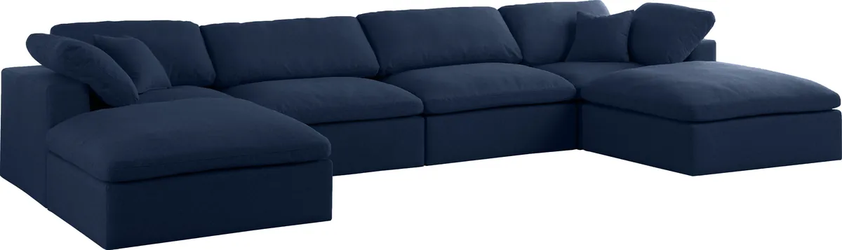 Serene - 6 Piece Modular Double Chaise Sectional - Navy