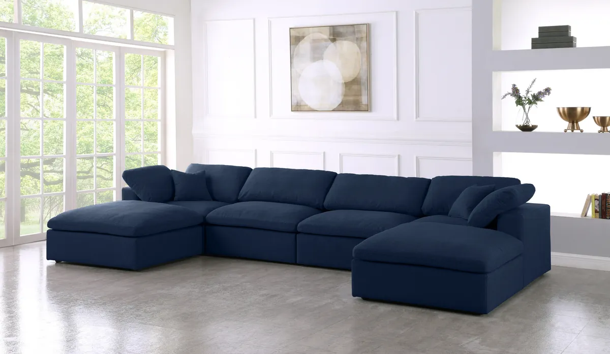 Serene - 6 Piece Modular Double Chaise Sectional - Navy - View 2