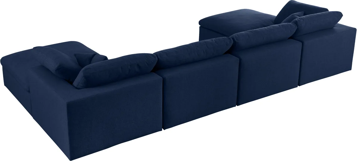 Serene - 6 Piece Modular Double Chaise Sectional - Navy