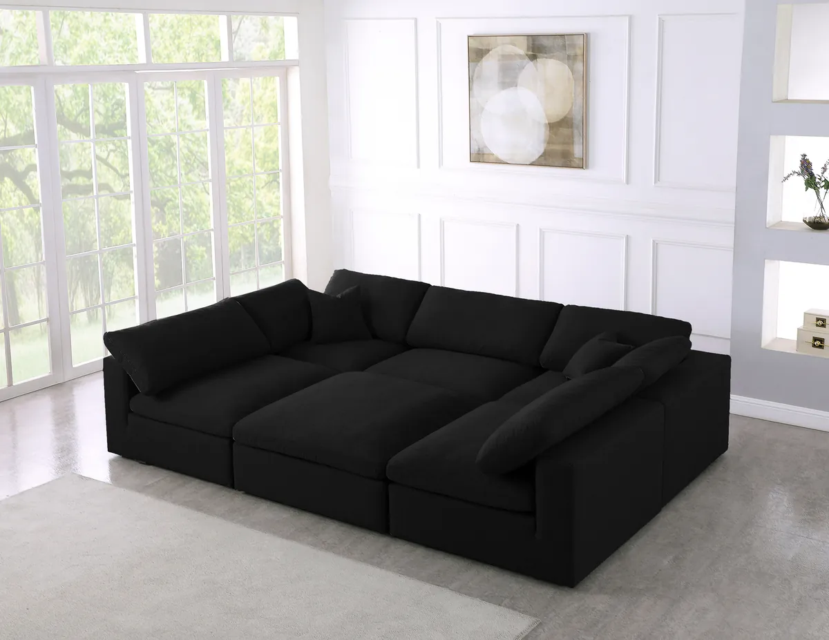 Serene - 6 Piece Modular Sectional - Black - View 2