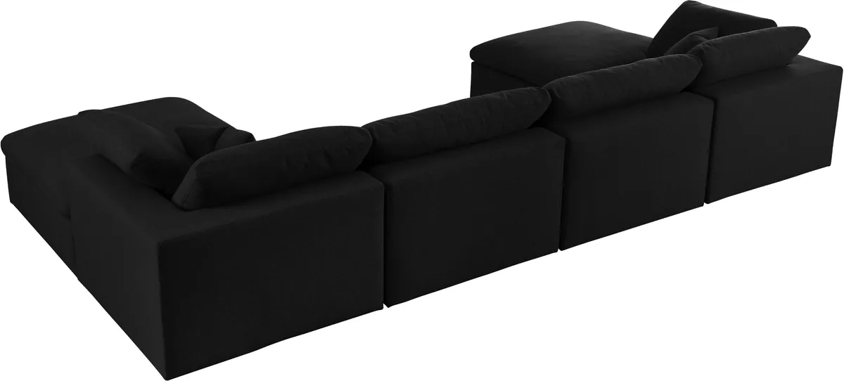 Serene - 6 Piece Modular Double Chaise Sectional - Black