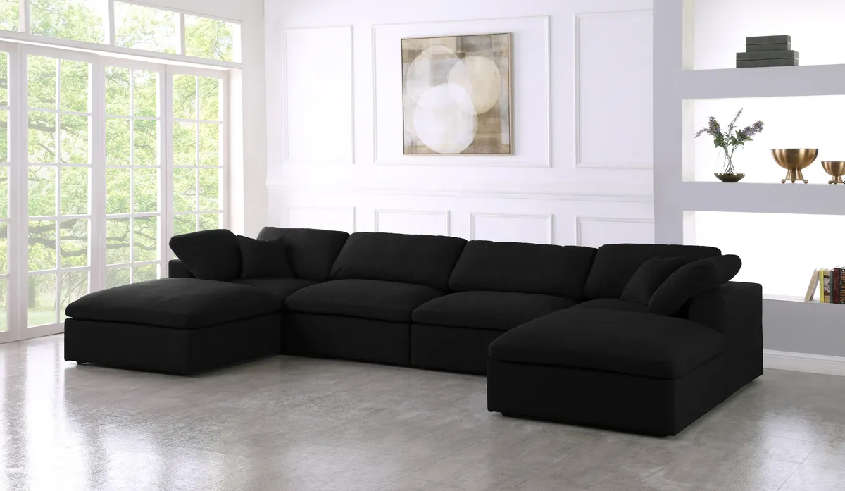 Serene - 6 Piece Modular Double Chaise Sectional - Black - View 2