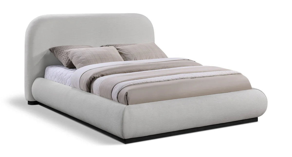Vaughn - Chenille King Bed With Black Base - Gray