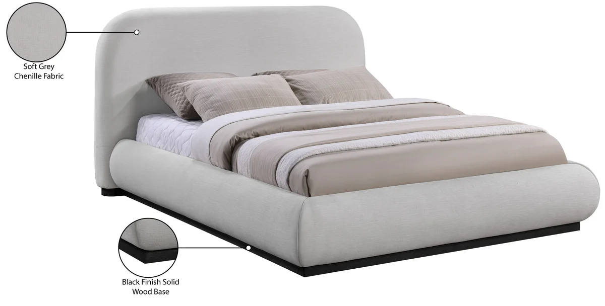 Vaughn - Chenille Full Bed With Black Base - Gray - View 2