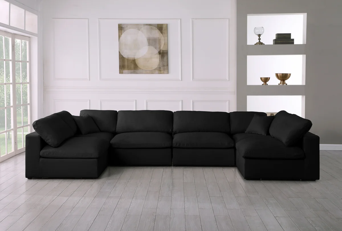 Serene - 6 Piece Modular U-Shaped Sectional - Black