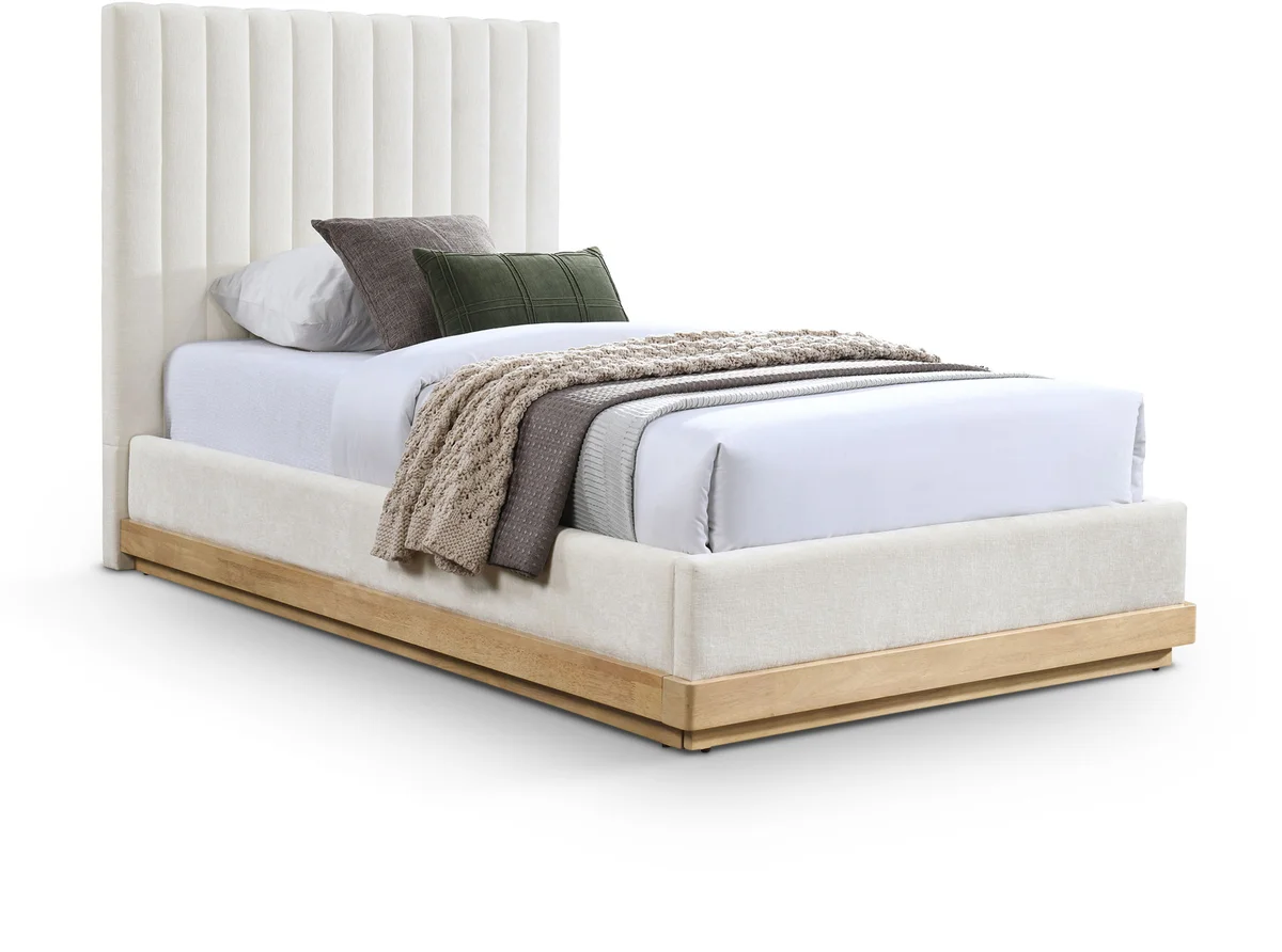 Emmet - Chenille Twin Bed - Cream