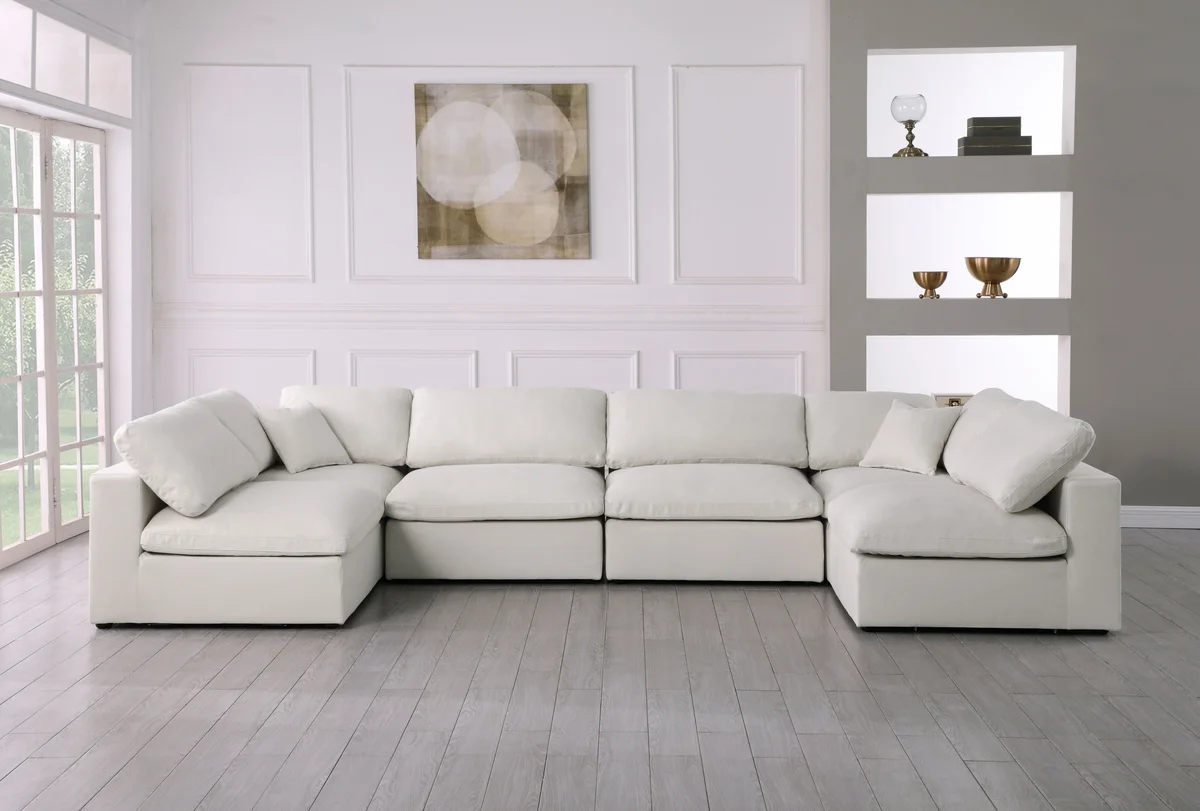 Serene - 6 Piece Modular U-Shaped Sectional - Cream