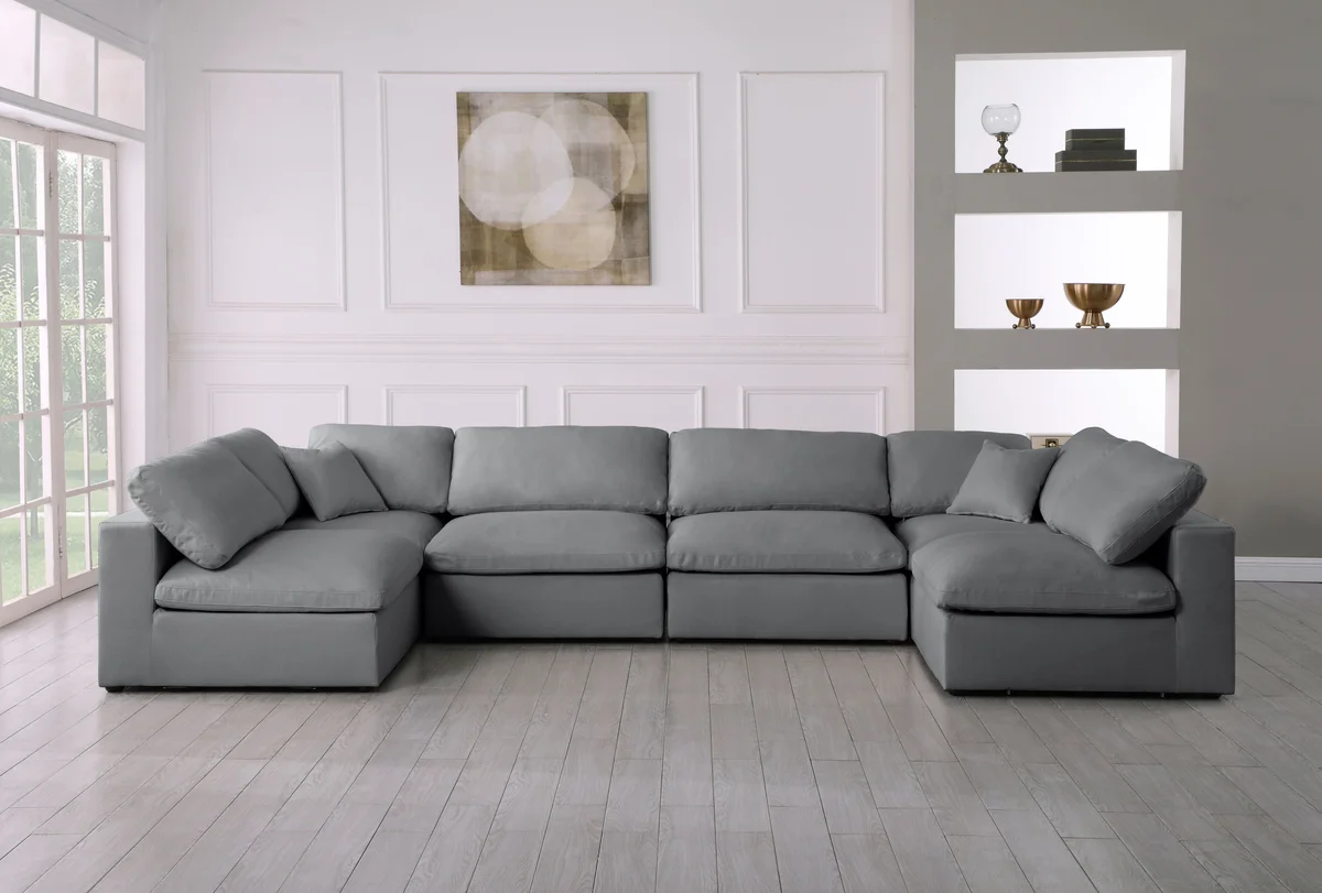 Serene - 6 Piece Modular U-Shaped Sectional - Gray