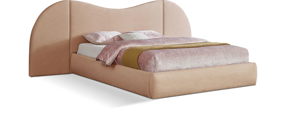 Everest - Linen Fabric King Bed - Tan