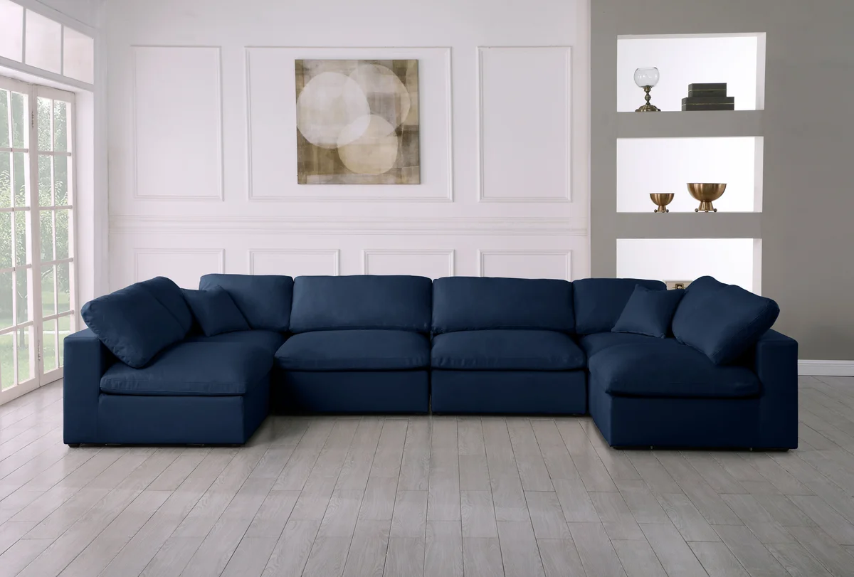 Serene - 6 Piece Modular U-Shaped Sectional - Navy
