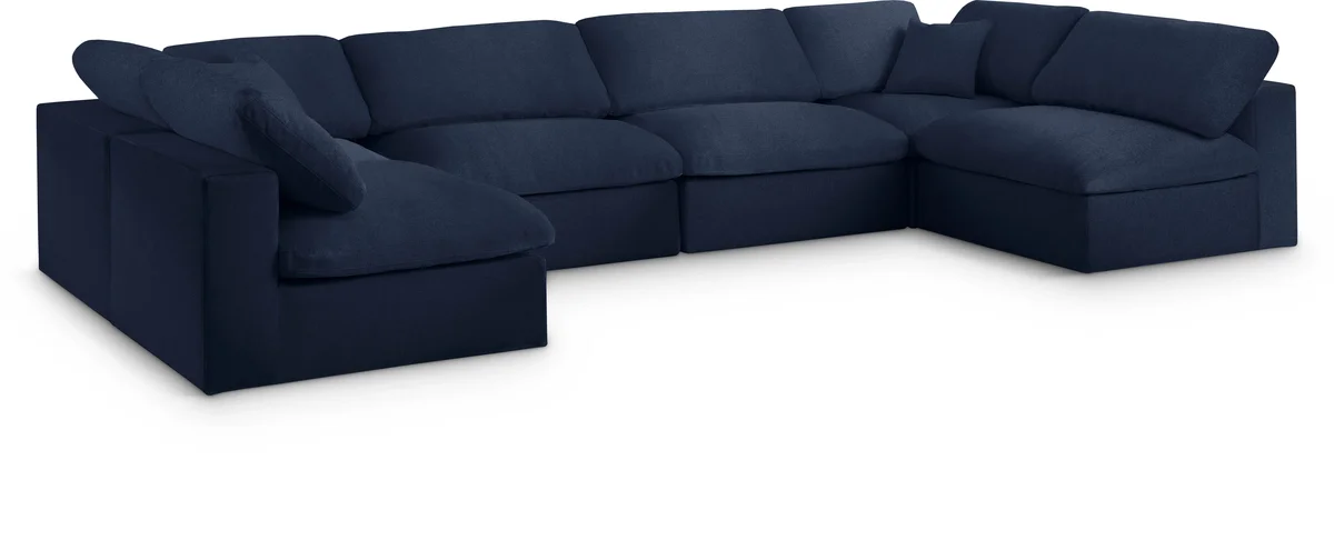 Serene - 6 Piece Modular U-Shaped Sectional - Navy