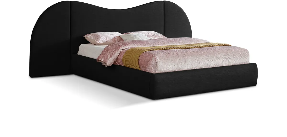 Everest - Linen Fabric Queen Bed - Black