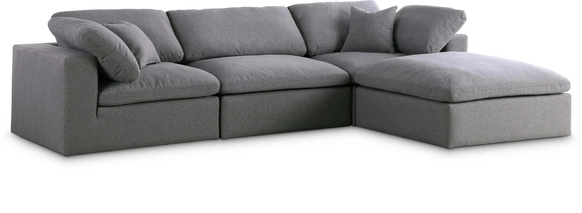 Serene - 4 Piece Modular Sectional With Chaise - Gray