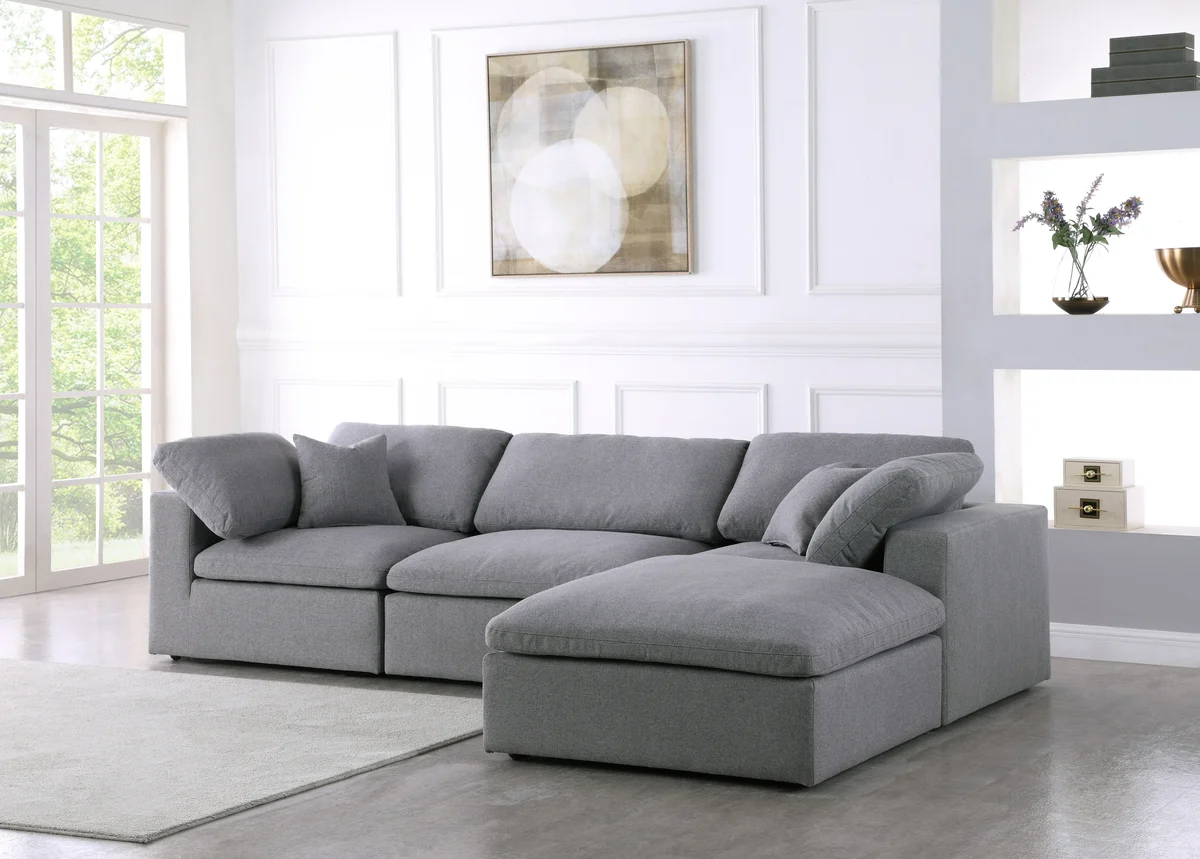 Serene - 4 Piece Modular Sectional With Chaise - Gray