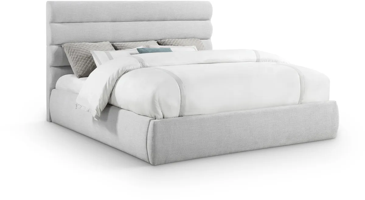 Adam - Linen Fabric King Bed With 52" Headboard - Gray