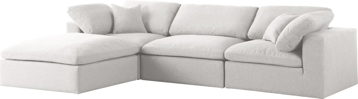 Serene - 4 Piece Modular Sectional With Chaise - Cream - View 2