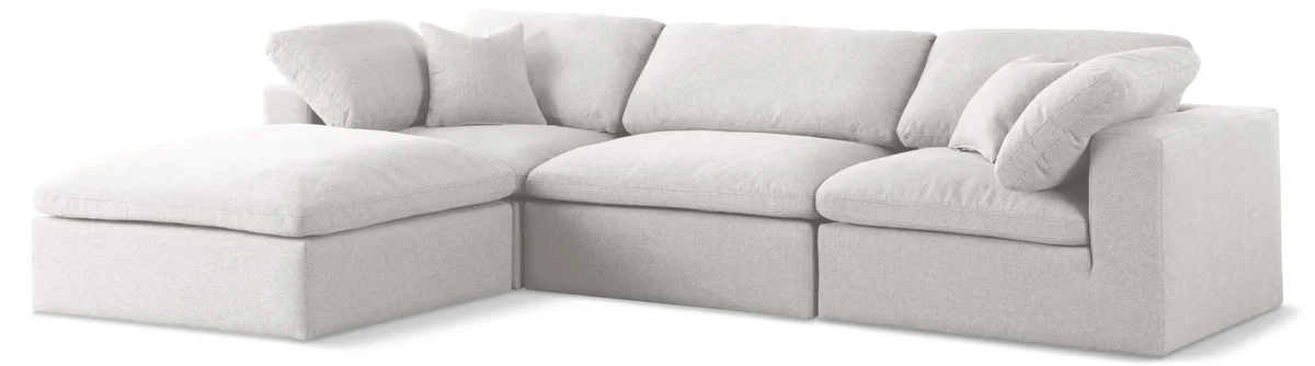 Serene - 4 Piece Modular Sectional With Chaise - Cream