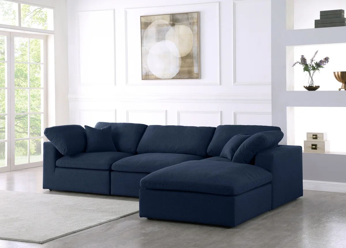 Serene - 4 Piece Modular Sectional With Chaise - Navy
