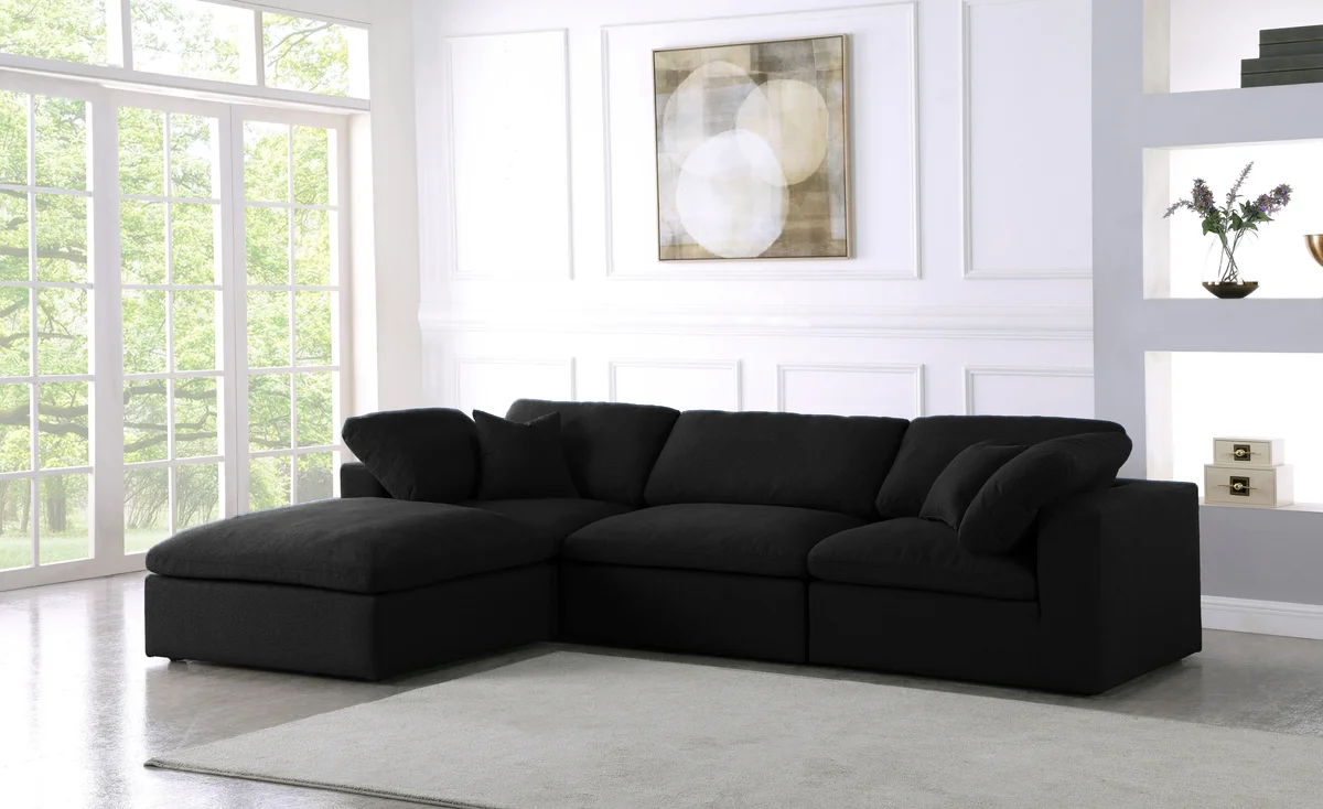 Serene - 4 Piece Modular Sectional With Chaise - Black