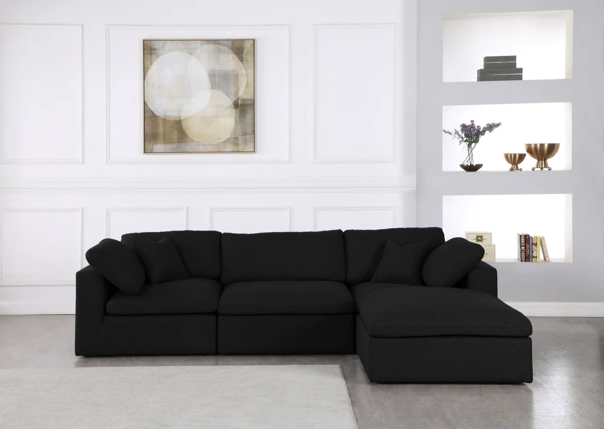 Serene - 4 Piece Modular Sectional With Chaise - Black