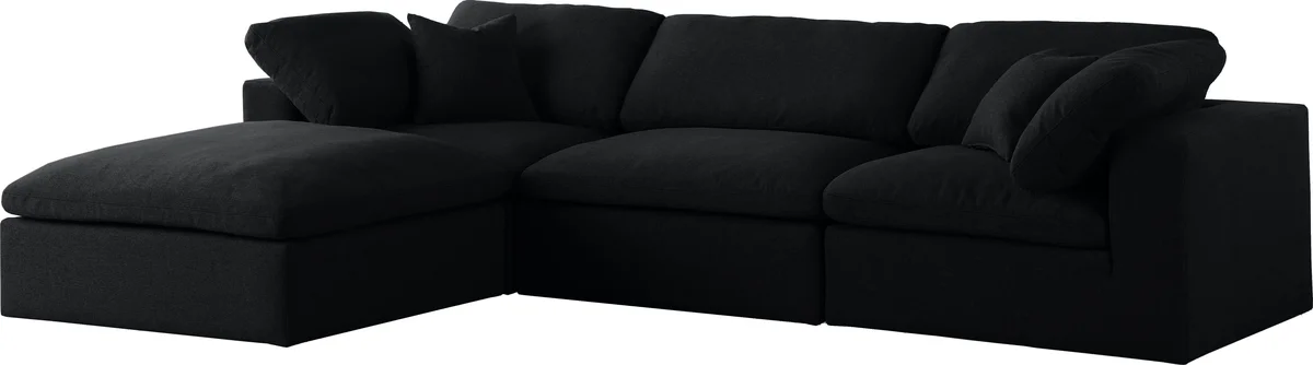 Serene - 4 Piece Modular Sectional With Chaise - Black